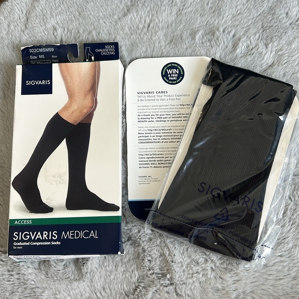 NWT DYNAVEN Opaque Men's Closed Toe Knee-High Compression Stockings 20-30mmHg M - Picture 6 of 7